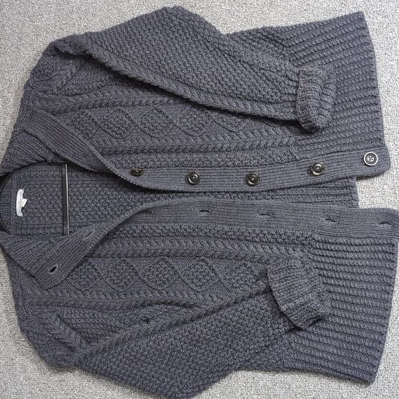 L.L. Bean Signature Cotton Fisherman Short Cardigan Sweater Size Large in Gray - Picture 11 of 11